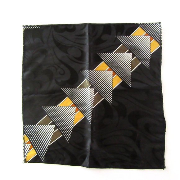 Black , green & golden yellow Art Deco style polyester pocket square or scarf - Picture 3 of 6